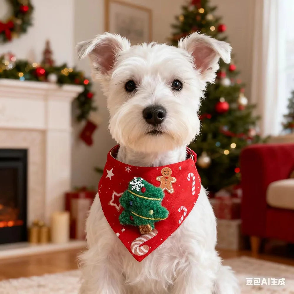 25 Christmas Dog Triangle Scarfs- Adjustable Collars -Pet Dress Up Accessories Santa Claus