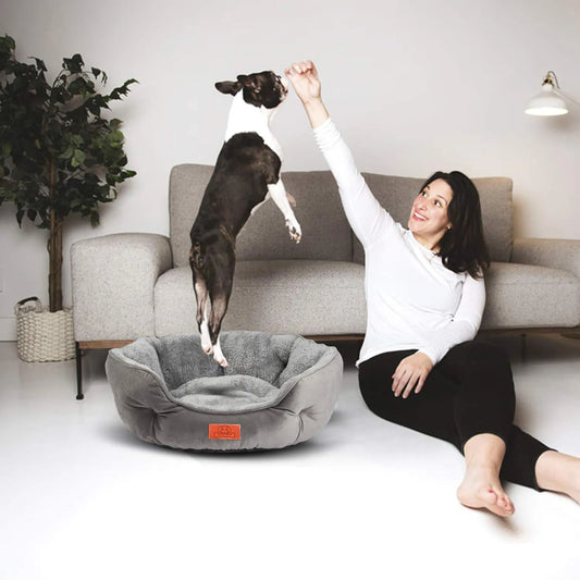 Pet Bed- Soft Washable- Non-Slip Base- Water Resistant- Grey, 50 cm