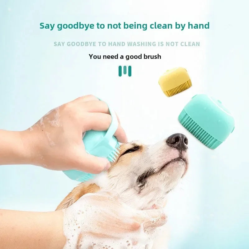 Pet Dog Shampoo Brush- 2.7oz 80ml Massage Comb Grooming Scrubber for Bathing Short Hair- Soft Silicone Rubber