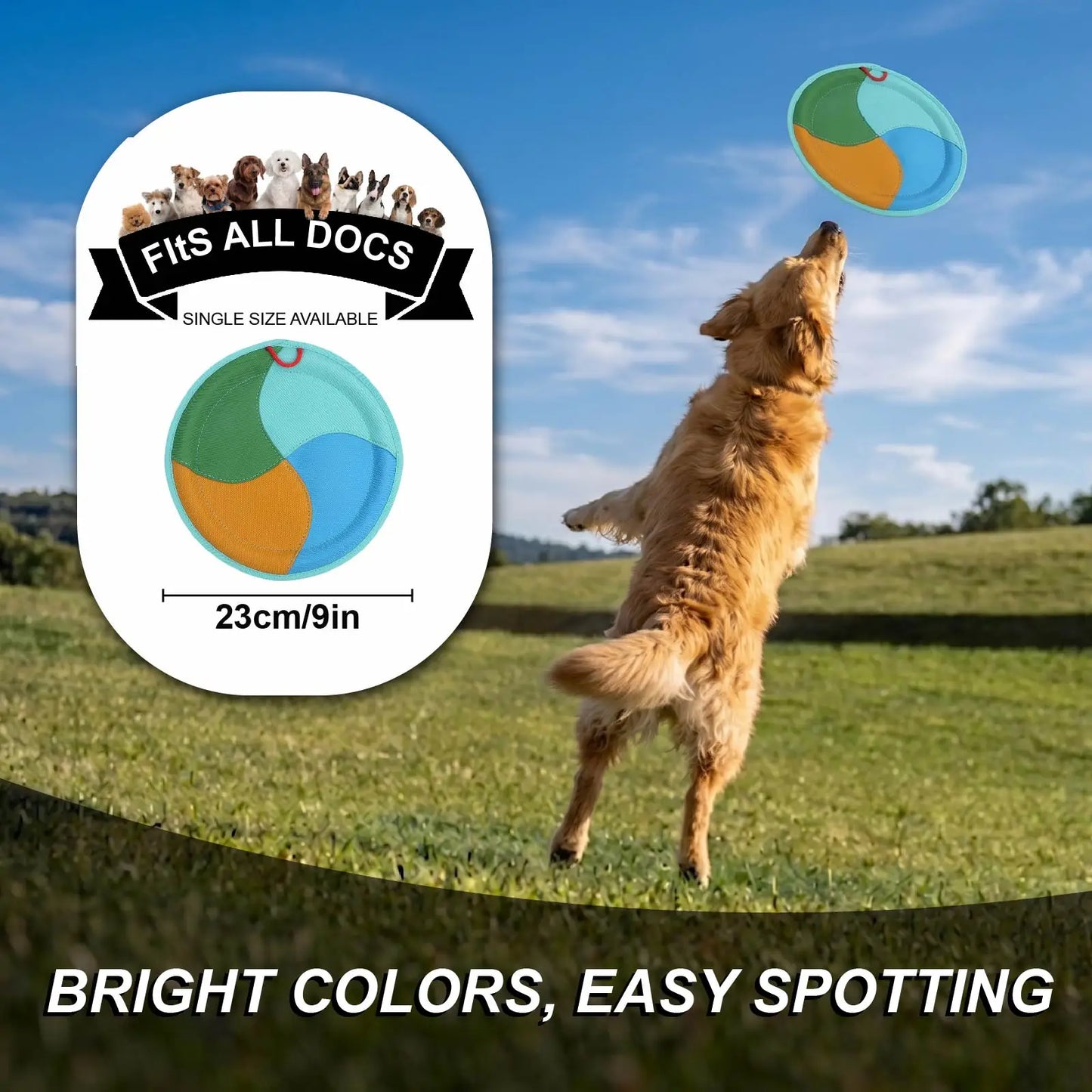 Dog Frisbee- Dog Flying Disc Toy-Designed for Fetching- made of Durable Material with Soft/Thick Edges that are gentle on dogs' teeth/gums Lightweight-Floatable-All breeds-Dog Toys