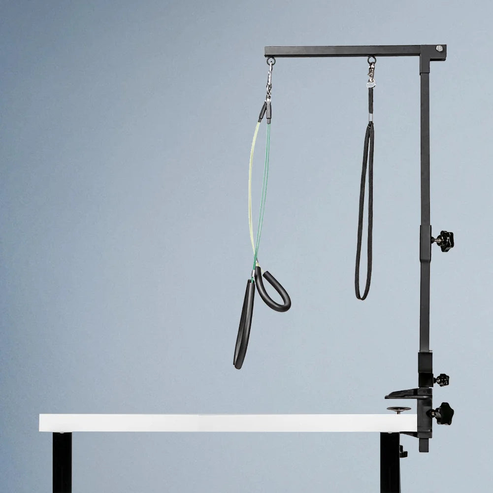 Pet Grooming Table- Holder with Bracket Arm- Adjustable- Telescopic Table- Foldable- Pets Grooming