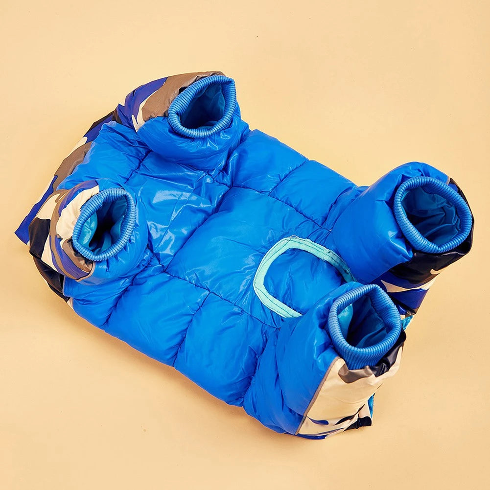 Warm Full Body Fleece  Jacket- Dog Winter 4-Leg Puffer Coat- Reflective -Turtleneck Dog Snow Jacket