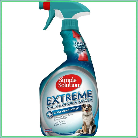 Enzymatic Pet Stain & Odor Eliminator Spray- 3X Power for Dog & Cat Urine-Poop- Vomit- 32 oz-Pet Grooming