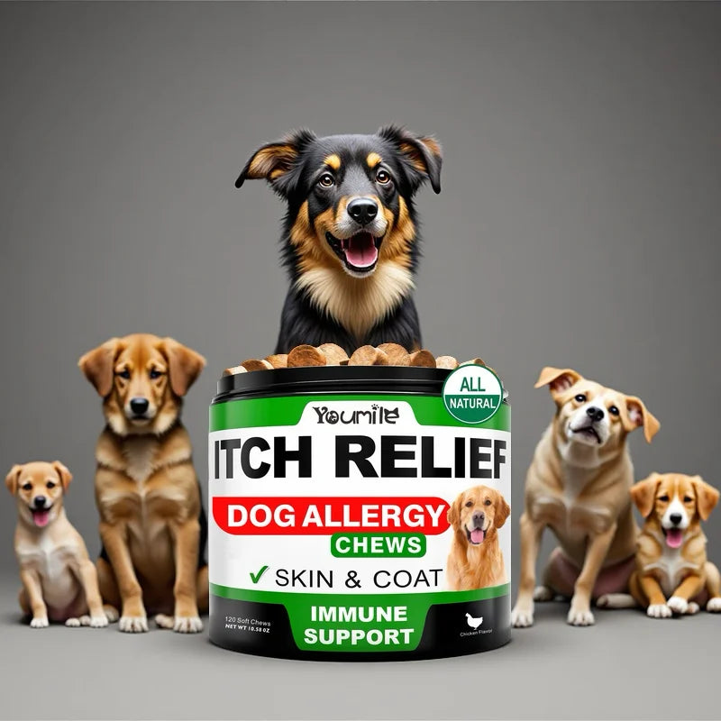 Dog Itch Relief Allergy Chews- Dog Itching-Used For Immune Support/Gut Health-Soothing Skin /Itchy Ears-Pet Supplements