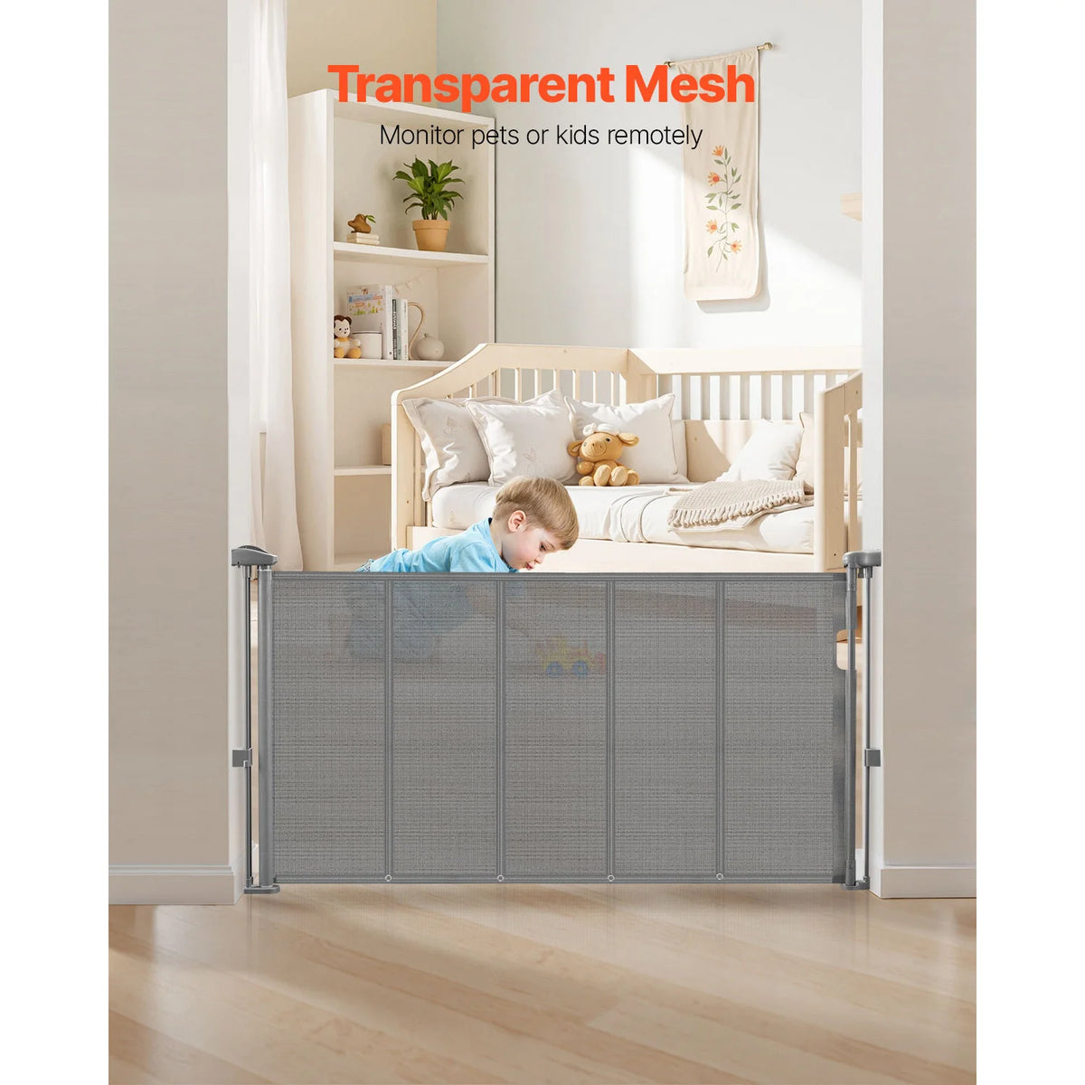 Retractable Gate-SucceBuy 55/71/110in-34in Tall Extends Wide-Mesh Material- Easy to Install-Crates