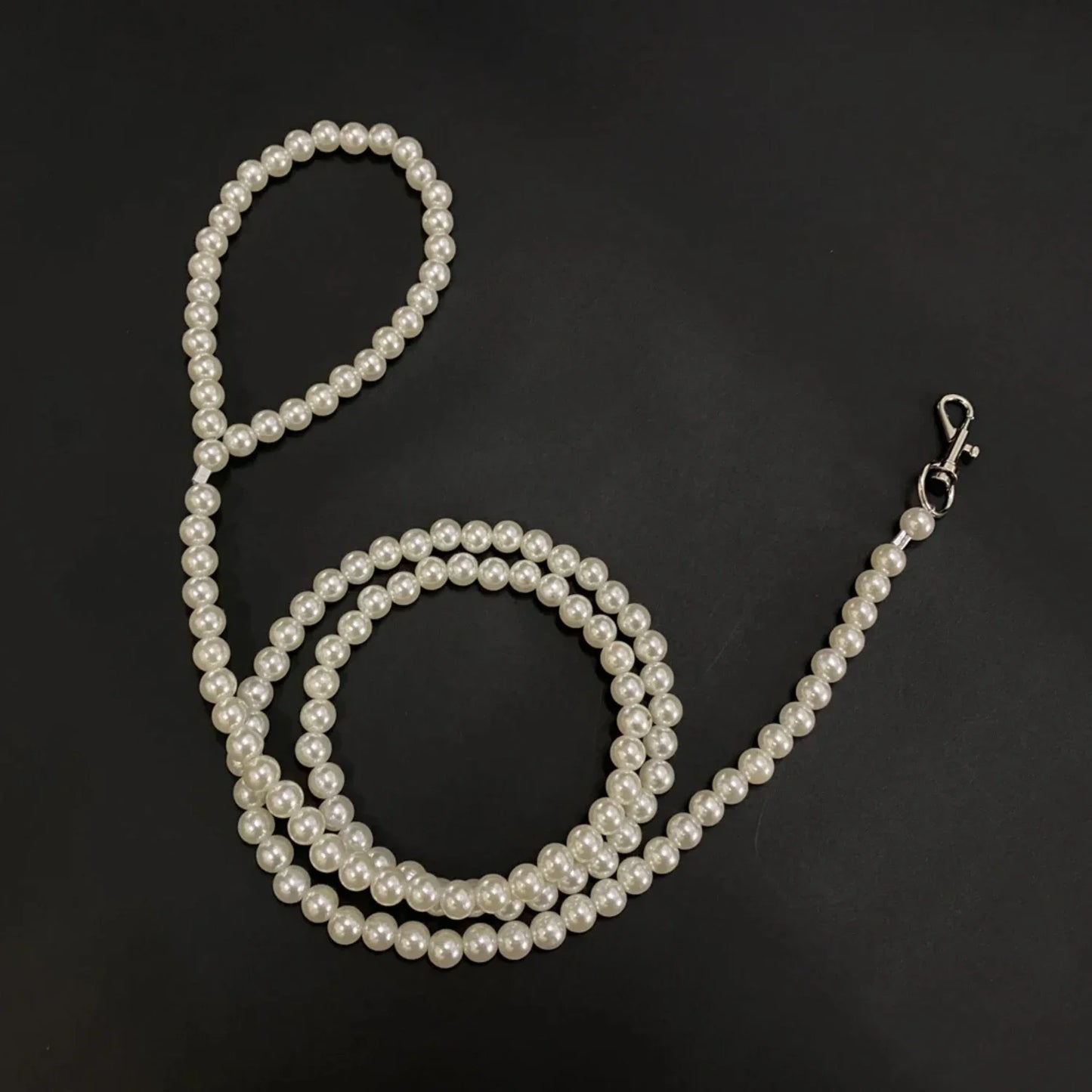 Luxury Elegant Pearls Beads Dog Harness Leash - 8-Wire Rope Chain - Small Dogs