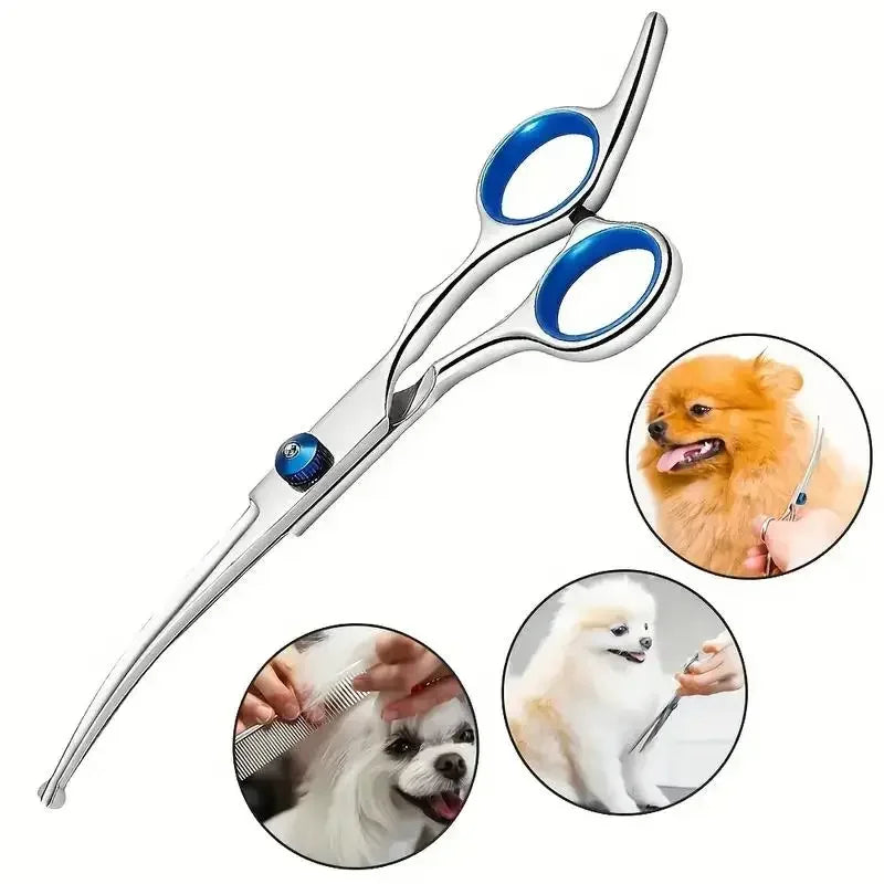 Ambidextrous Pet Safe Scissors- Stainless Steel Dog Grooming Shears with round Head for Precision Trimming-Pet Grooming
