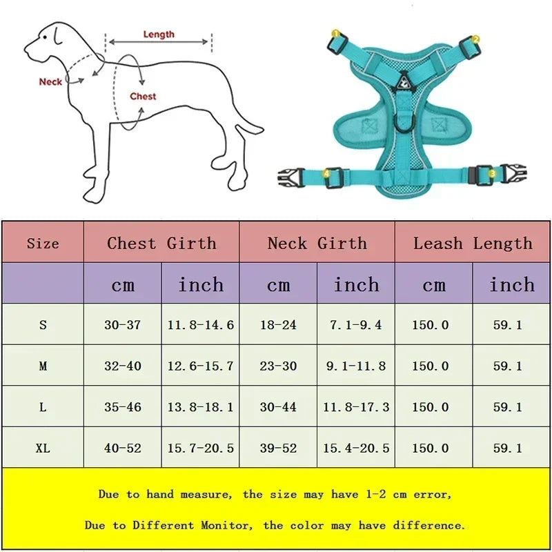 No Pull Dog Harness and Leash Set -Adjustable- Harness Vest- Sizes S to XL-Collars/Leashes