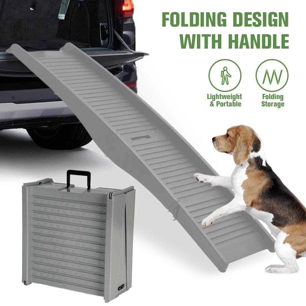 Dog Ramp- Folding 59x15.8Inch -Portable Pet Stair Ramp -Non-Slip Rug Surface -Pet Ramp Stairs for Reaching high Places