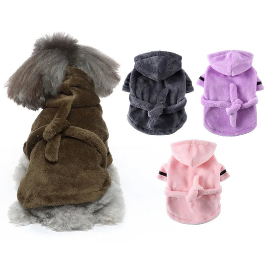 Dog Hooded Bathrobe- Sleeping Clothes- Soft Pet Bath Drying Towel-Clothes For Puppy Dogs