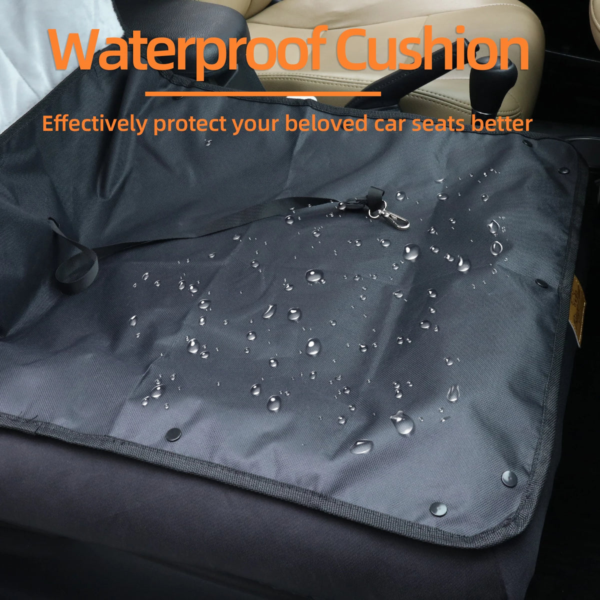 Dog Car Seat Bed-Waterproof Pet Cushion Bed - Dog Carrier with Removable Pad Cover/Safety Belt- Sizes