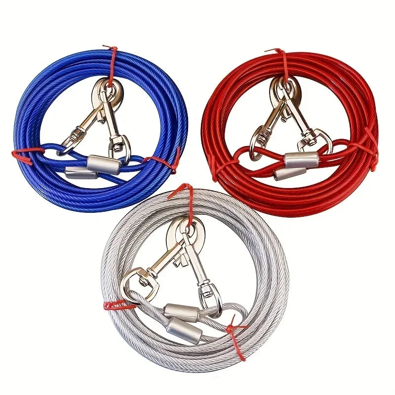 High Quality 5mm*3m Lengthen Steel Wire Dogs Chain Rope-Durable Double-end Dogs Leash- Cable Dual Heads Metal Hooks-Collars/Leashes