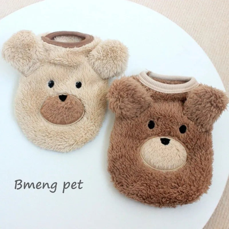 Teddy Fleece Fur Dog Sweaters Vest- Autumn Winter Warm Clothes Costume