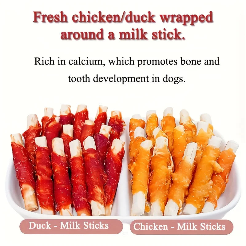 200g/400g(7.05oz/14.1oz) Dog Treats- For Small, Medium, & Large Dogs -Sweet Potato Wrapped in Duck- Healthy- Easily Digestible-Pet Bowls/Feeding