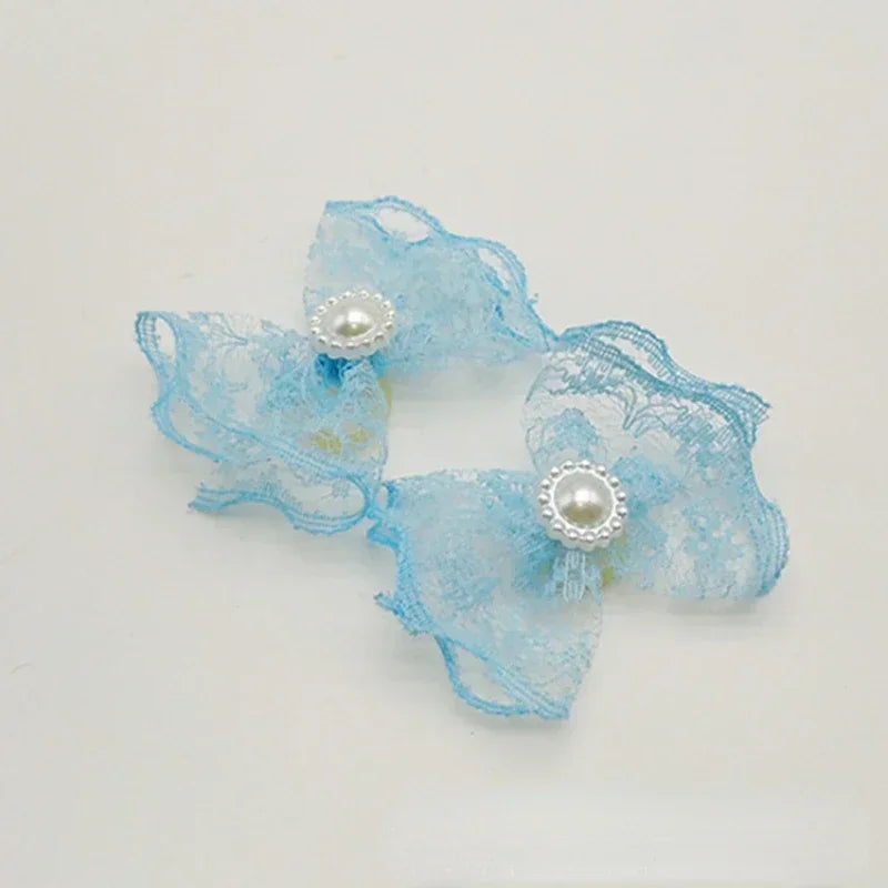 Pretty Pet Rubber Band Head Jewelry- Non-elastic Lace- Rice Lace Bow Rubber Band Head Flower- Pet Supplies Small Dog Accessories