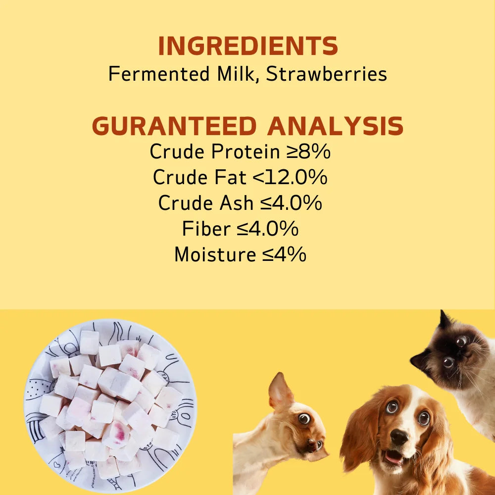 Yogurt Dog Treats-100g/3.53oz-  Fruit Cubes- Made With real Yogurt/Fruit- Healthy- Easily Digestible-Pet Bowls/Feeding