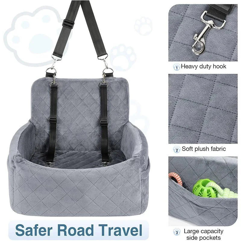 Dogs under 20 Pounds Car Seat with Pocket- Kennel Puppy Car Ride- Artifact Dog Nest- Pet Pad Front and Rear Row -Dog Look-Out Safety Seat-Pet Car Seats