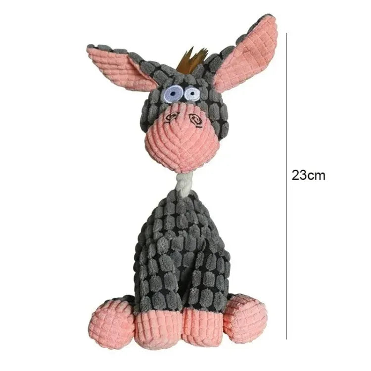Plush Squeaky Dog/Puppy Chew Toys- Interactive- Teething Training Dog Toys- Cute Donkey Design-Dog Toys