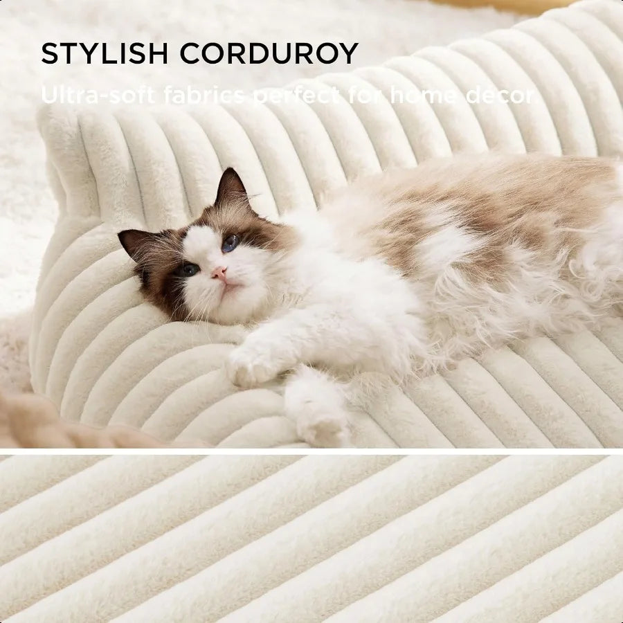 Comfy Couch for Pets- Fluffy Dog Bed- Small Medium Size Dog - Premium Soft Corduroy Fleece-Removable- Washable