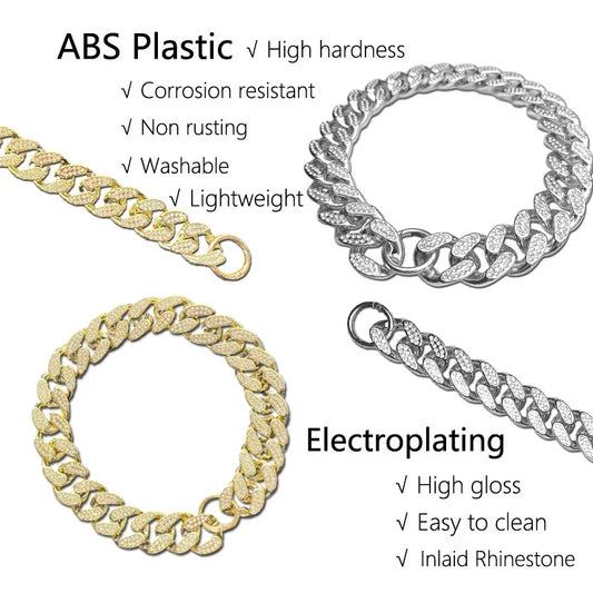 Sparkle Diamond Inlay Chain Dog Necklace Collars