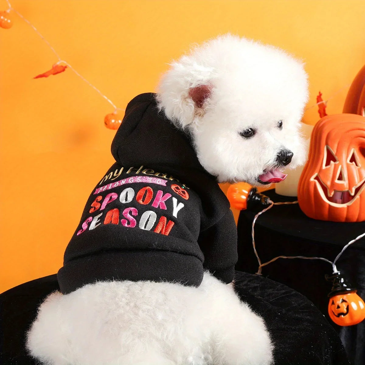 Thriller Season Halloween Sweater Pet Clothes Dog - English Embroidery- Traction Hoodie- Open Button Jacket-sizes XS-XL