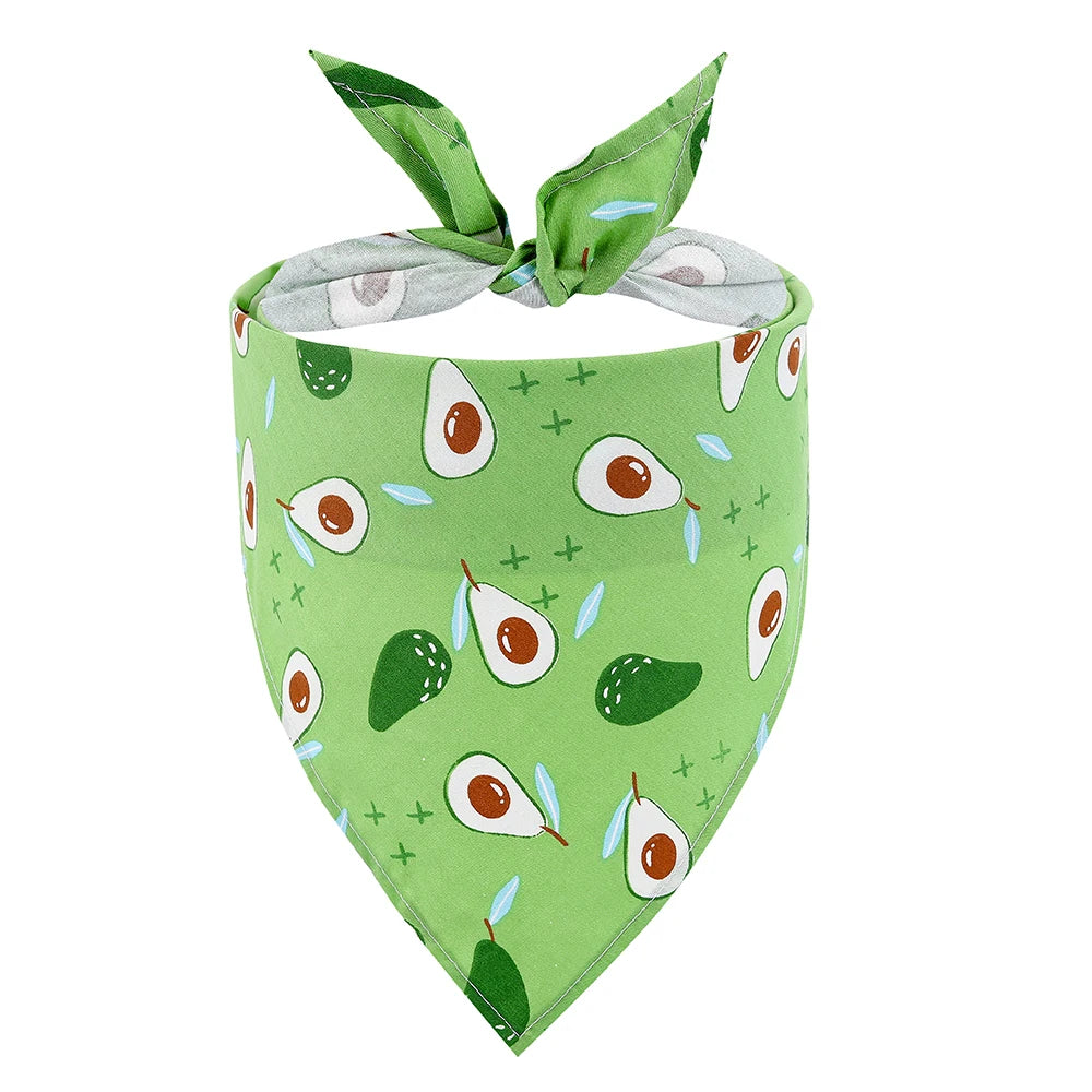Dog Bandanas- Fruit Floral- Spring Washable-Soft-Scarf Kerchief- Summer- Adjustable for Small Medium Large Dogs-Collars/Leashes