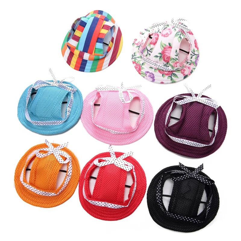 Dog Sunscreen Baseball Cap- Outdoor Sports Hat With Ear Holes- Adjustable- For Small Medium Dogs Cats Caps