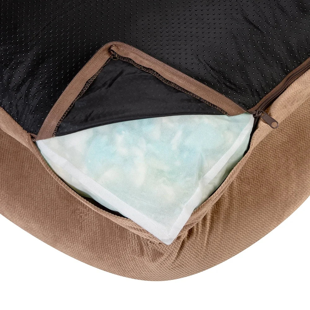 Pedic Memory Foam Mini Couch Dog Bed in Brown -Small