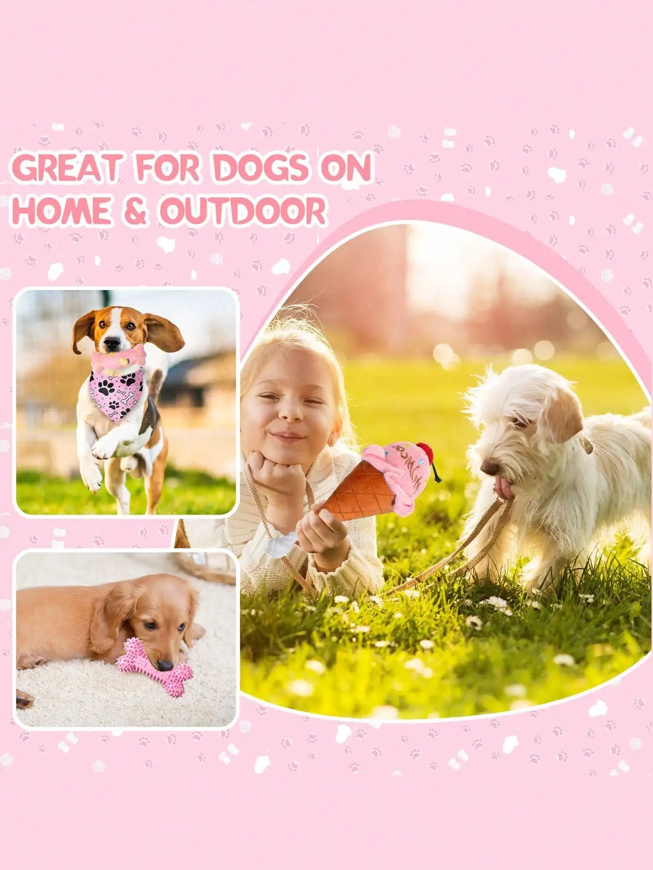 Girl Dog Toys- Teething Toys- Puppy Teething Toys- Puppy Feeding- Dog Supplies- Dog Accessories- Small Dog Chew Toys- Puppy Toys- Pink Dog Supplies With Soft Rubber Balls And Colorful Rope- Not Easily Broken- Easy To Clean- F