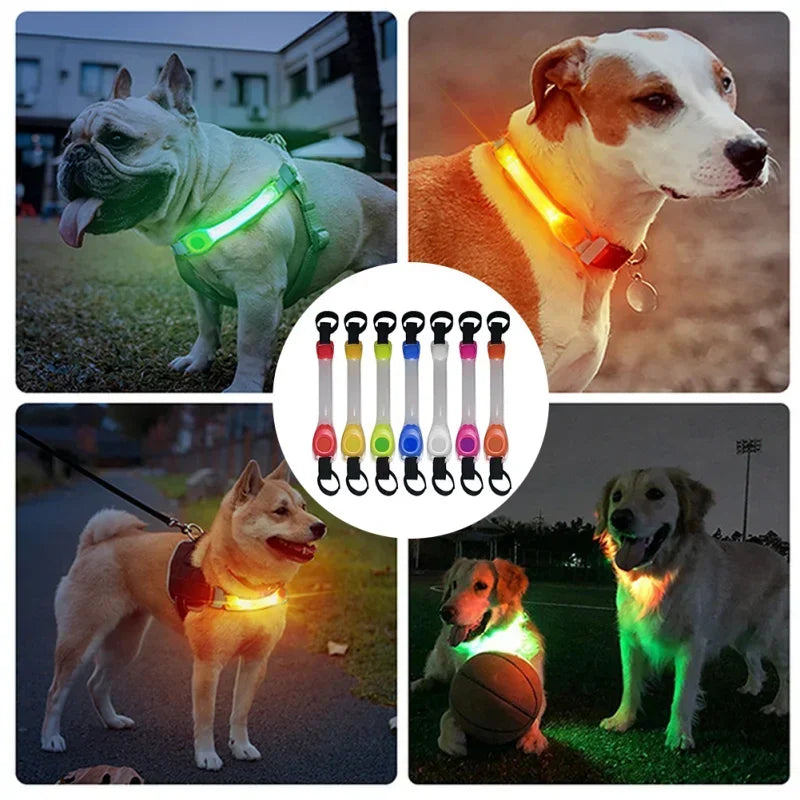 Waterproof Dog Anti-Lost Safety Glowing Collar-Multi-Color Pendants-Outdoor- LED Light Strip- Night Visibility-Collar/Leashes