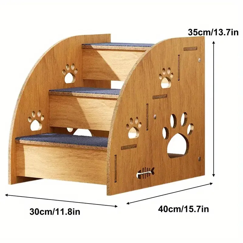 Cute Multi-Level (2-4 Steps) Solid Wood Pet Stairs- Safety Rails-Non-Slip Stairs- Suitable for Bed/Sofa-Pet Stair
