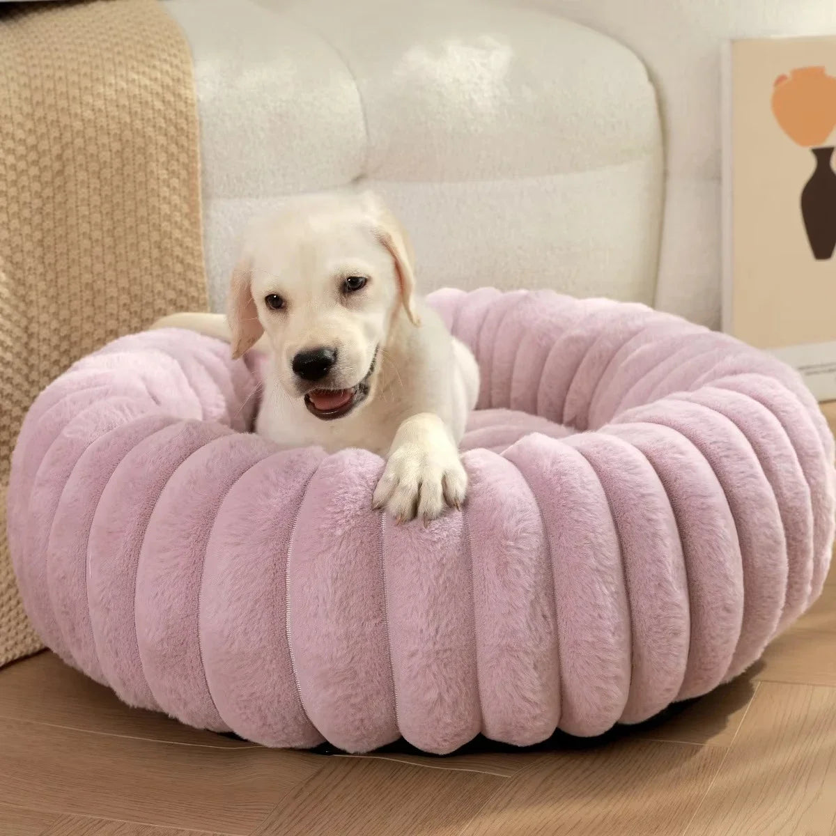 40-70cm Round Pet Bed for Dog-Super Soft Long Plush Dog Bed-House for Medium Dogs-Beds & Blankets