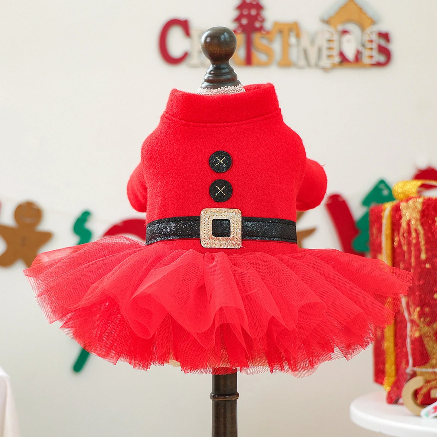 Dog Christmas Dress- Snap Button -Santa Claus Dress -for Small Dogs