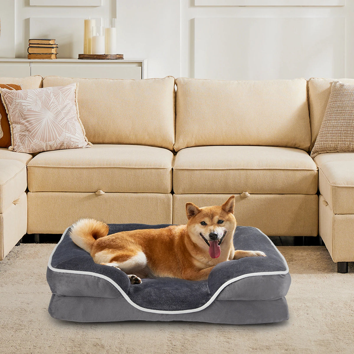 JHK Orthopedic Dog Bed- Memory Foam-with Washable/ Removable Cover- Non-Slip Base- Waterproof Liner-Size S-XL-Beds & Blankets