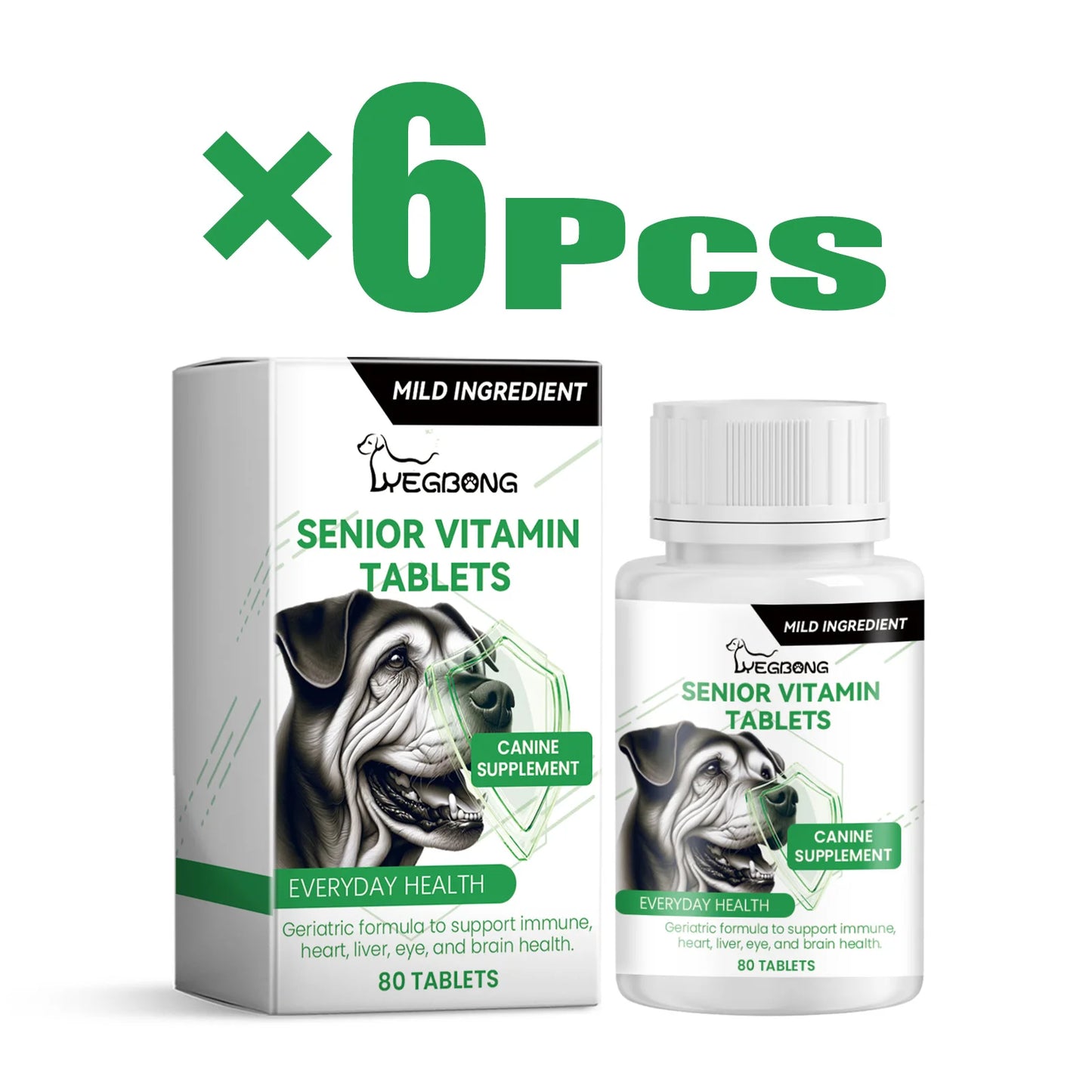 Senior Dog Multivitamin Tablets Nutrition- Promote Pet Metabolism- Boosting Immunity -Keep Healthy Vitamins Supplement- 80 Tablets-Pet  Grooming