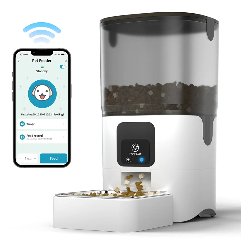 PAPIFEED cat automatic feeder visual cat food dog food wifi intelligent timed quantitative pet food dispenser 6L video model cat