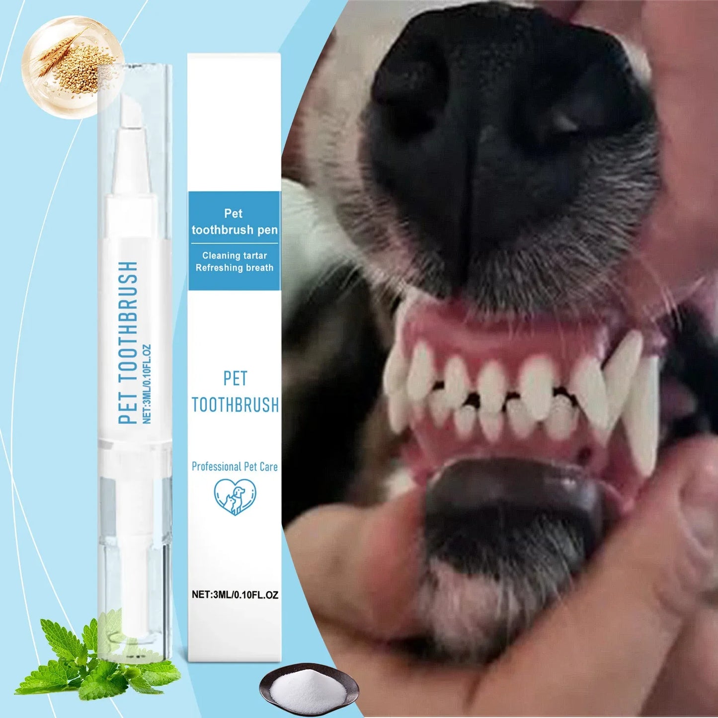 Pet Toothbrush Pen -Teeth Cleaning Tool- Fresh Breath Toothpaste- All-in-One Teeth Cleaning for Dogs-Pet Grooming
