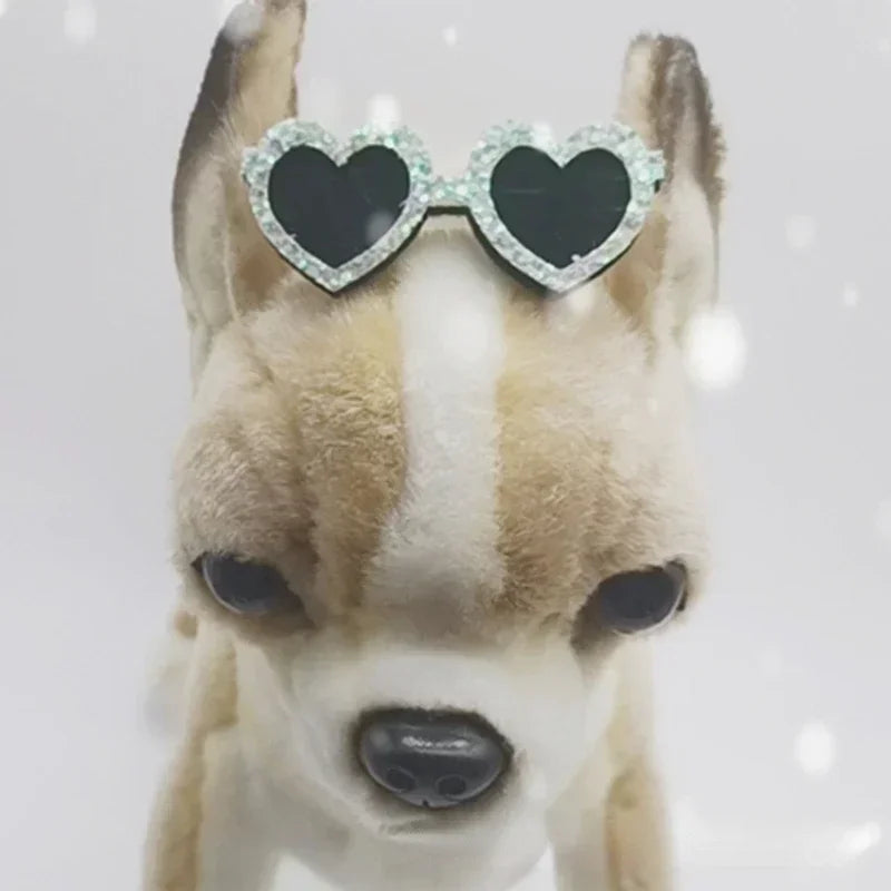 Diamond Dog Heart -Shape Sunglasses- with Hair Clip