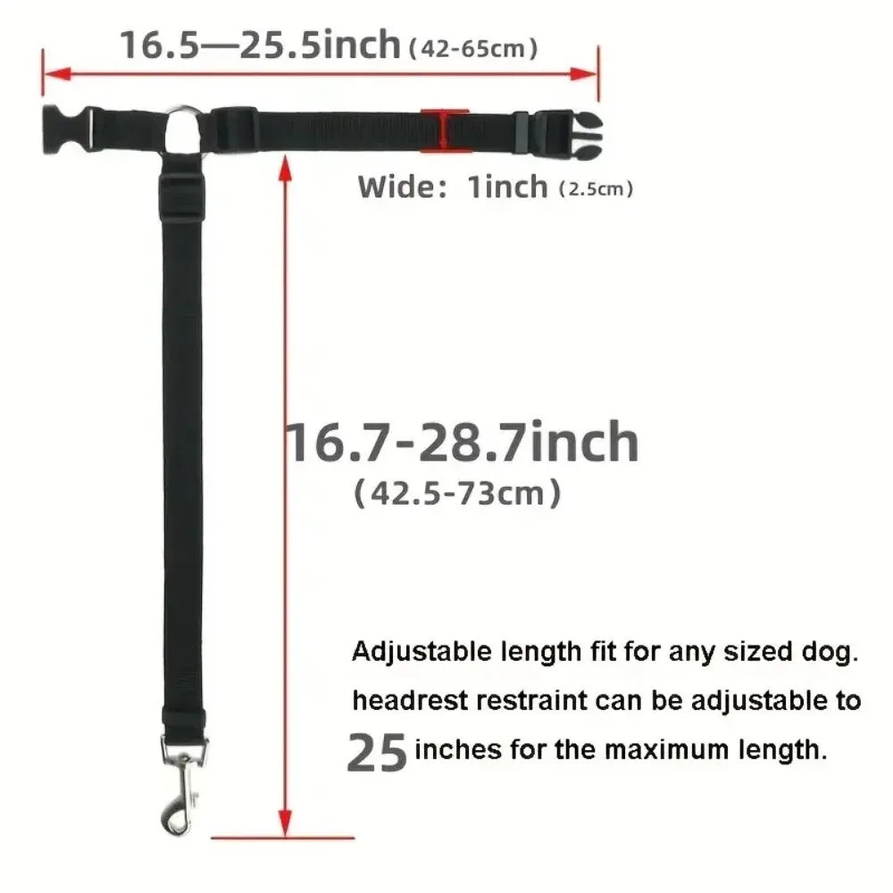 1pc Pet Seat Belt- Car Headrest Restraint- Adjustable Safety Rope- Car Seat Belt for Small Dogs-Collars/Leashes