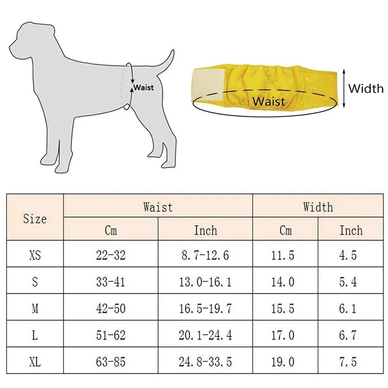 Reusable Male Dog Belly Bands- Washable- Adjustable Diapers- Anti-Mating-Estrus Safety Pants with Absorbent Layer-Sizes XS-XL-Pet Grooming