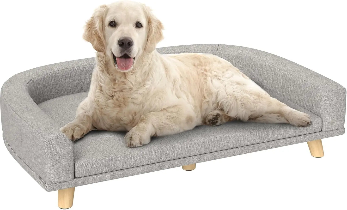 Dog Sofa Couch-Pet Bed with Comfortable Luxury Cushion- Washable Cover- Wooden Legs- Anti-Slip Mat