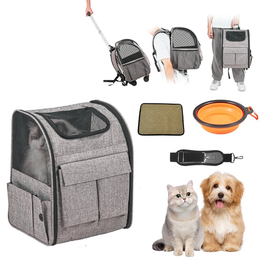 3 in1Backpack- Carry Back Pack with Telescopic Handle- Wheels- shoulder Strap for Travel-Breathable- TSA Standard