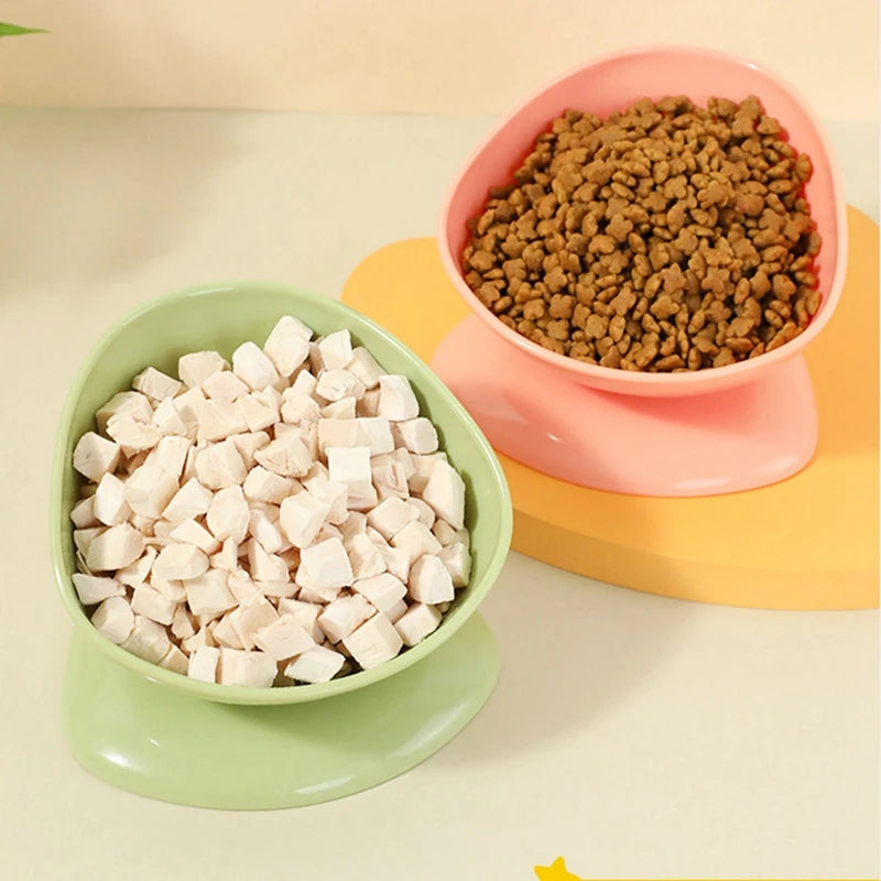Tilted Raised Posture Food Bowl- Neck Protection- Anti- Vomiting 15 Degree Elevated Slanted Stand Pet Bowls