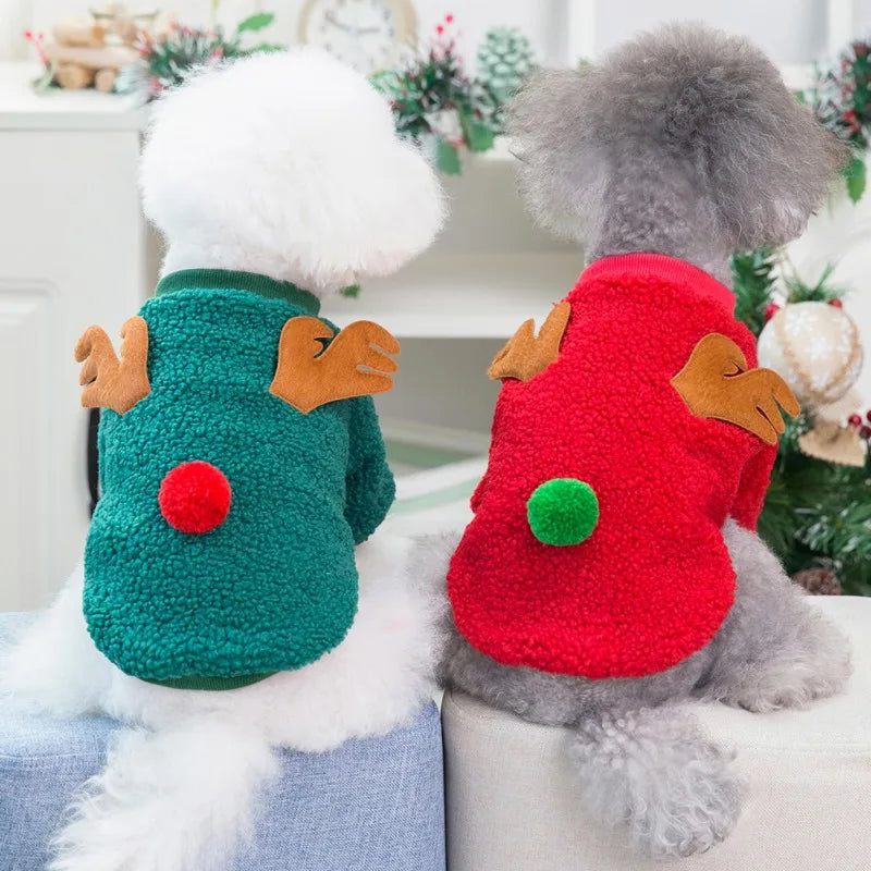 Christmas Pet Clothes- Warm Fleece Dog Sweaters -Winter Coats for Small Dogs Puppy
