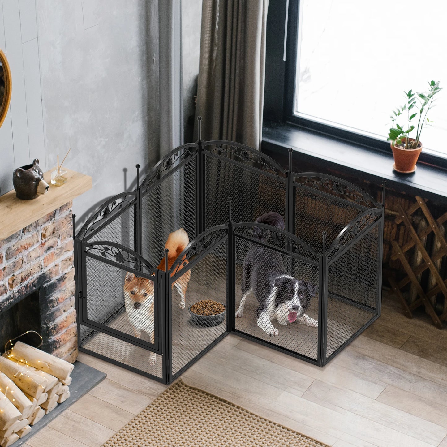 8 Panels DIY Heavy Duty Dog Playpen Fence- Outdoor Indoor  Metal Fence with Waterproof Fertility Pad for Whelping-Training