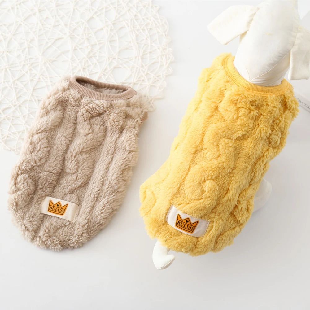Cute Cuddly Solid Wavy Double-sided Warm Sweater -Autumn Winter -Fleece Pullover Pet Clothes for Small Medium Dogs