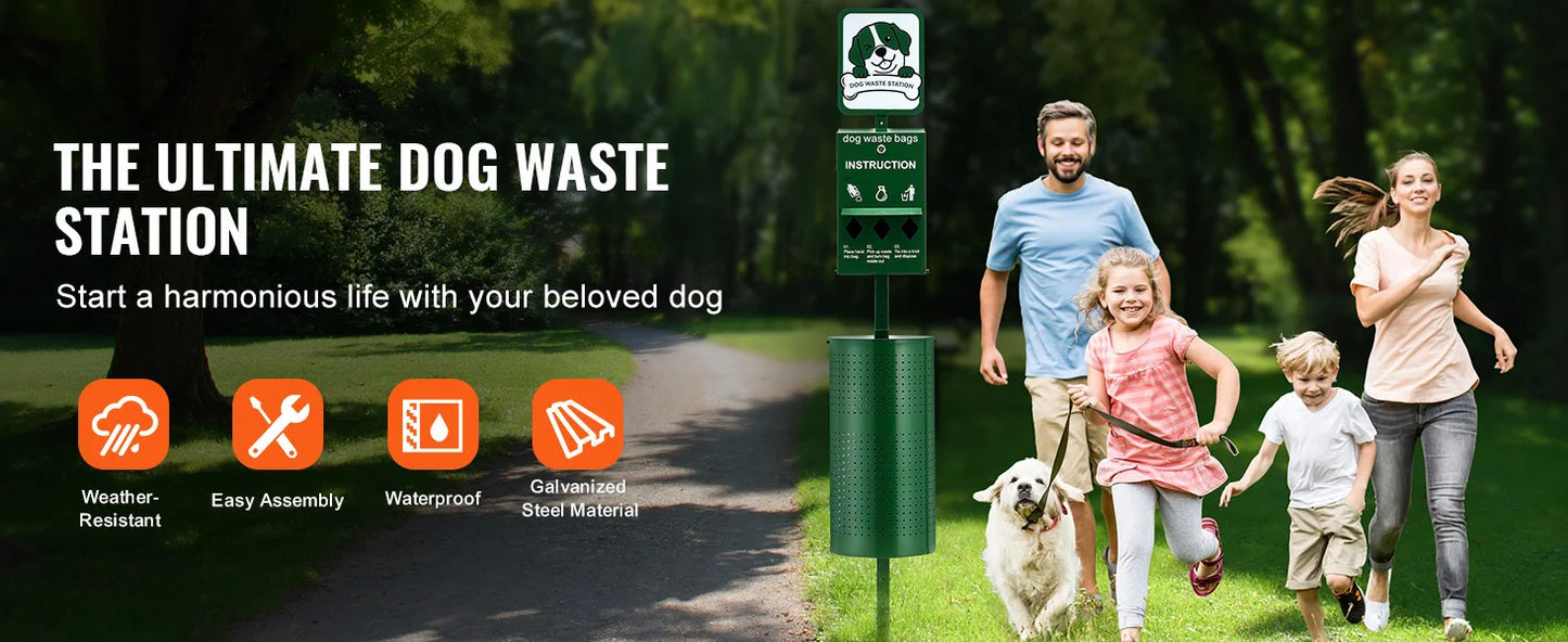 SucceBuy Dog Waste Station with Hand Wash Bottle Commercial Dog Poop Station- Bag Dispenser- Dog Waste Disposal System for Outdoor-Pet Accessories