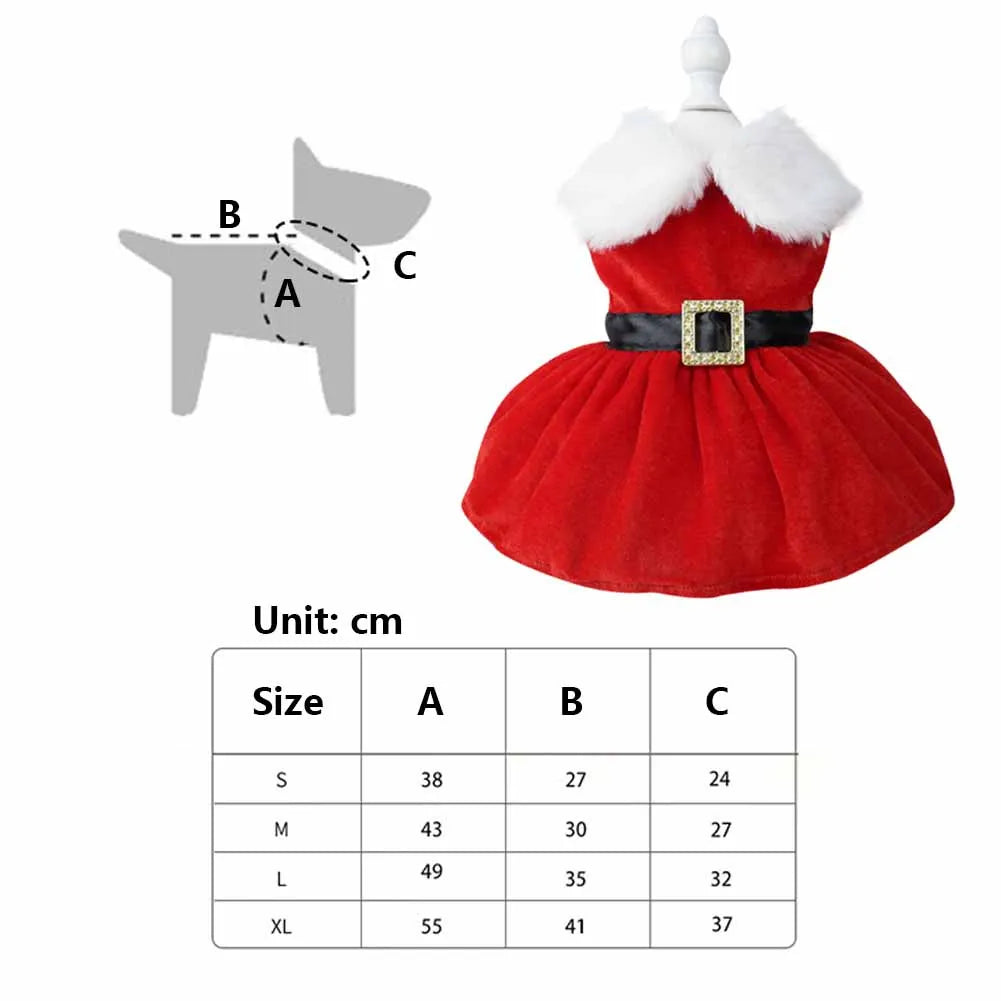 Christmas Dog Girls Winter Dresses- Comfortable Christmas Dog Dress -Soft Red & Green Skirt- Christmas Dress Up