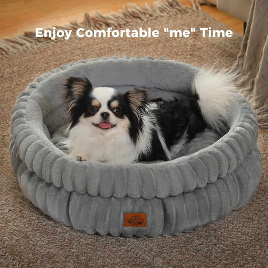 Cozy Dog Bed for Medium Dogs- Indoor- Washable Round Pet Bed House with Anti-Slip Bottom -Suitable for All Seasons-Beds & Blankets