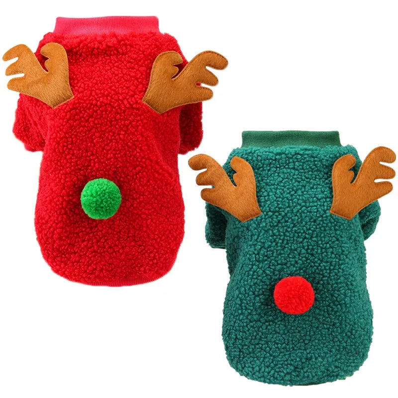 Christmas Pet Clothes- Warm Fleece Dog Sweaters -Winter Coats for Small Dogs Puppy